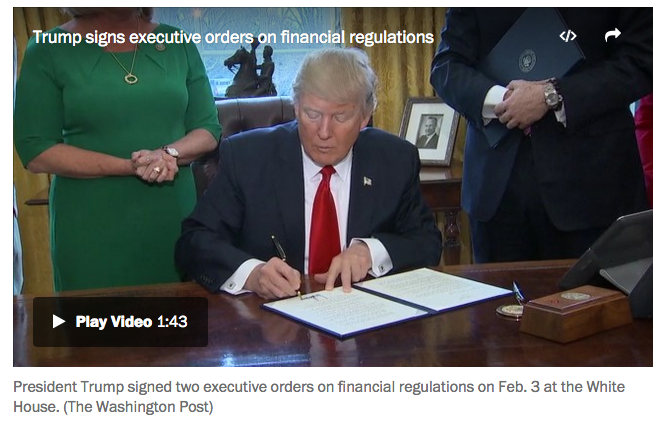 WP: Trump signs order to begin rolling back Wall Street regs