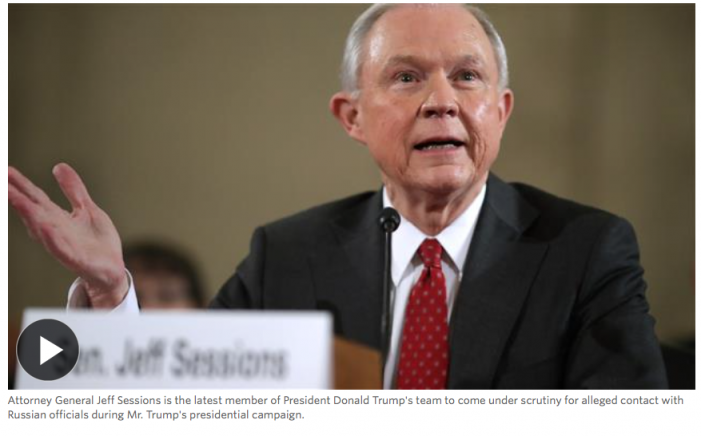 WSJ: Investigators Probed Jeff Sessions’ Contacts With Russian Officials. During confirmation hearing, Sessions testified under oath he had no contact with Russia as a campaign surrogate