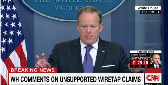 CNN: Spicer: Trump didn’t mean wiretapping when he tweeted about wiretapping. DOJ asks for more time to collect evidence
