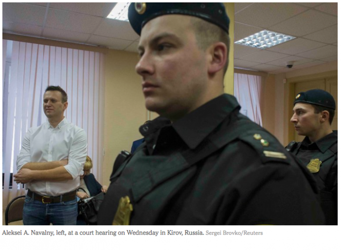 NYT: Aleksei Navalny, Viable Putin Rival, Is Barred From a Presidential Run